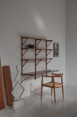 Modern Danish Oak and Teak Wall Shelving System by Børge Mogensen for Fredericia, 1956-WRF-1323298