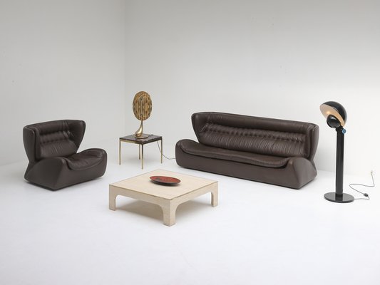 Modern Dark Brown Leather Model Pasha Sofa by Durlet, Belgium, 1970s-CF-1377376