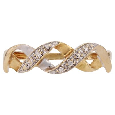 Modern Diamond 18 Karat Yellow White Gold Interlaced Ring-OLU-1798522