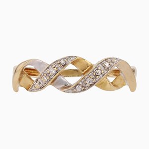 Modern Diamond 18 Karat Yellow White Gold Interlaced Ring-OLU-1798522