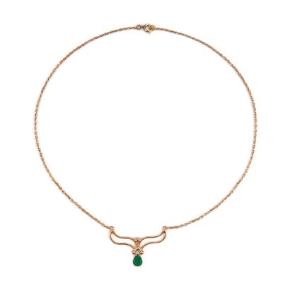 Modern Emerald 18 Karat Rose Gold Necklace-OLU-1388189