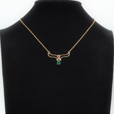 Modern Emerald 18 Karat Rose Gold Necklace-OLU-1388189