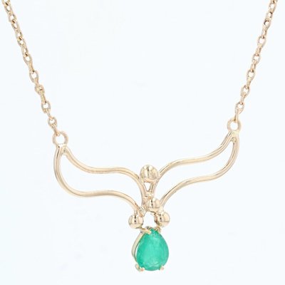 Modern Emerald 18 Karat Rose Gold Necklace-OLU-1388189