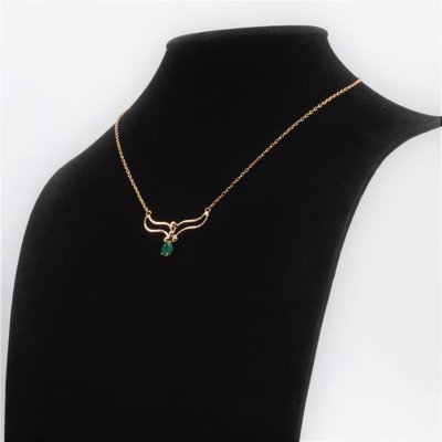 Modern Emerald 18 Karat Rose Gold Necklace-OLU-1388189