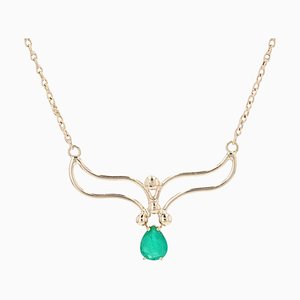 Modern Emerald 18 Karat Rose Gold Necklace-OLU-1388189