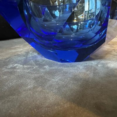 Modern Faceted Blue Murano Glass Ashtray, 1980s-NMK-2043742