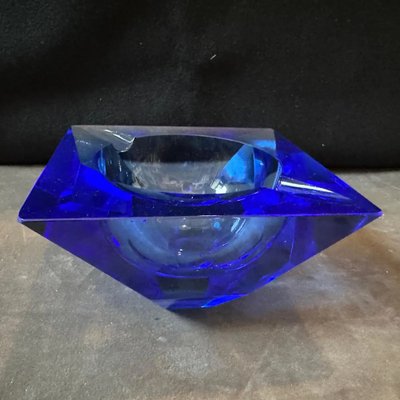 Modern Faceted Blue Murano Glass Ashtray, 1980s-NMK-2043742