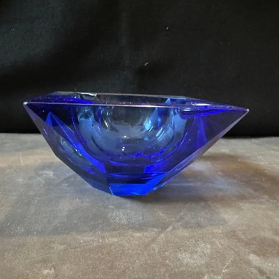 Modern Faceted Blue Murano Glass Ashtray, 1980s-NMK-2043742