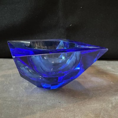 Modern Faceted Blue Murano Glass Ashtray, 1980s-NMK-2043742