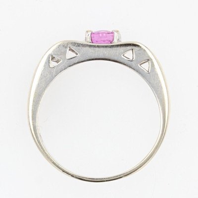 Modern French 18 Karat White Gold Ring with Pink Sapphire and Diamonds-OLU-1188473