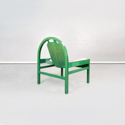 Modern French Pink Leather and Green Wood Argos Armchairs attributed to Baumann, 1970s, Set of 4-GDD-1446856