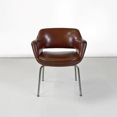 Modern Italian Armchairs in Brown Leather and Chrome-Plated Steel from Cassina, 1970s, Set of 2-GDD-1779811