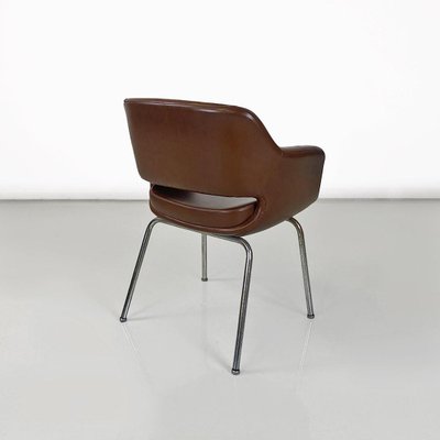 Modern Italian Armchairs in Brown Leather and Chrome-Plated Steel from Cassina, 1970s, Set of 2-GDD-1779811