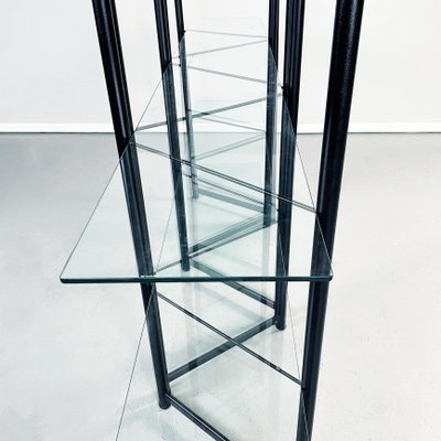 Modern Italian Black Metal and Tempered Glass Bookcase, 1990s-GDD-1344047