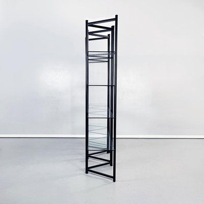 Modern Italian Black Metal and Tempered Glass Bookcase, 1990s-GDD-1344047