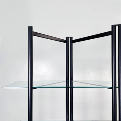 Modern Italian Black Metal and Tempered Glass Bookcase, 1990s-GDD-1344047