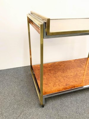 Modern Italian Brass and Briar Trolley with Service Tray, 1980s-JDR-1126159