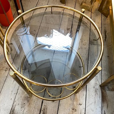 Modern Italian Brass Round Bar Cart, 1970s-NMK-1327489