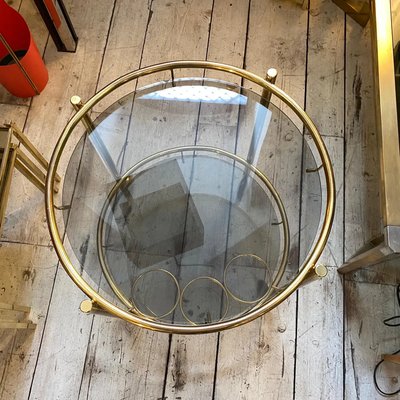 Modern Italian Brass Round Bar Cart, 1970s-NMK-1327489