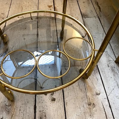 Modern Italian Brass Round Bar Cart, 1970s-NMK-1327489