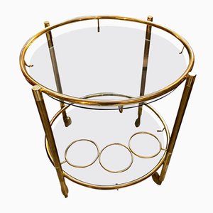 Modern Italian Brass Round Bar Cart, 1970s-NMK-1327489