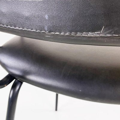 Modern Italian Chair in Metal and Black Leather with Arms, 1960s-GDD-1777396