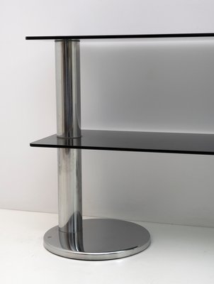 Modern Italian Chromed Steel and Smoked Glass Console, 1970s-FER-1230946