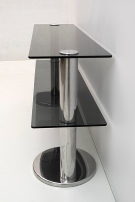 Modern Italian Chromed Steel and Smoked Glass Console, 1970s-FER-1230946