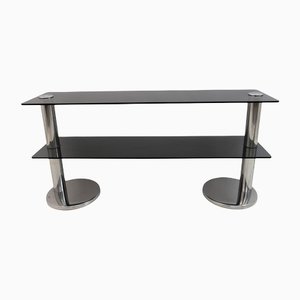 Modern Italian Chromed Steel and Smoked Glass Console, 1970s-FER-1230946