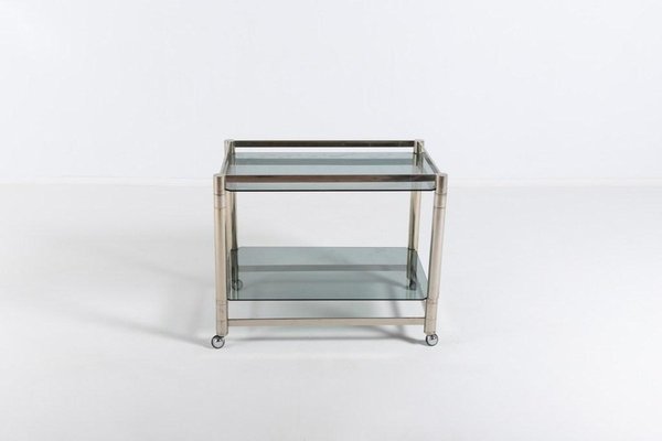 Modern Italian Chromed Steel Serving Cart Side Table, 1970s-KMC-1099013