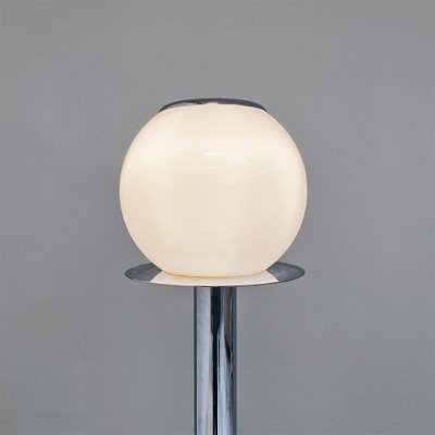 Modern Italian Floor Lamp in Chrome-Plated Steel and Opaline Glass, 1970-GDD-1771643