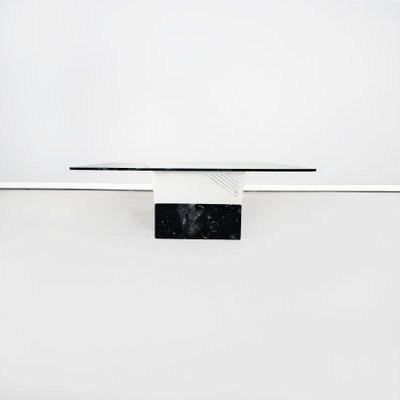 Modern Italian Glass and Black Marquinia Marble Coffee Table, 1980s-GDD-1354961