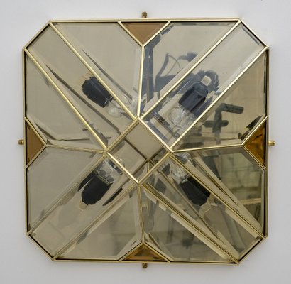 Modern Italian Half-Century Ceiling Lights in Brass and Frosted Glass, 1970s-FER-1121598