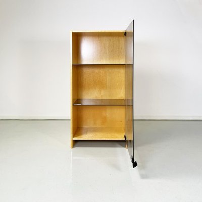 Modern Italian Light Briar and Smoked Glass Bookcase attributed to Saporiti, 1970s-GDD-1419203