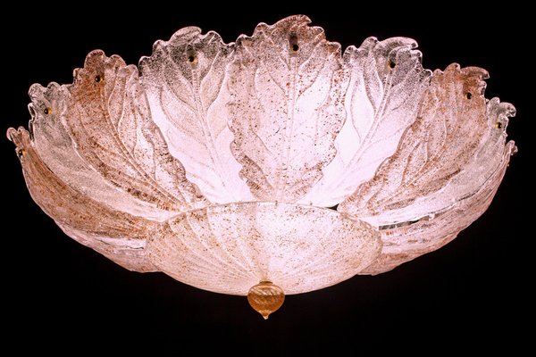 Modern Italian Pink and Clear Murano Glass Leaf Wall Light, 1970s-MBH-1032607