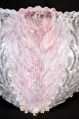 Modern Italian Pink and Clear Murano Glass Leaf Wall Light, 1970s-MBH-1032607