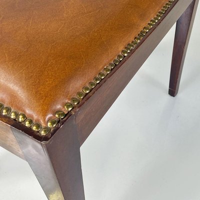 Modern Italian Pouf in Leather and Wood with Studs, 1960s-GDD-1758577