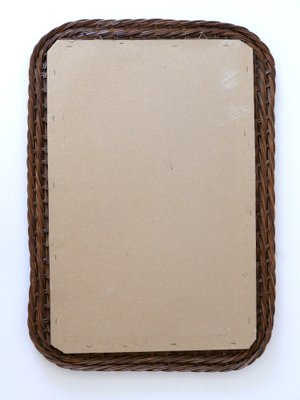 Modern Italian Rattan & Bamboo Rectangular Wall Mirror, 1960s-WPT-1336552