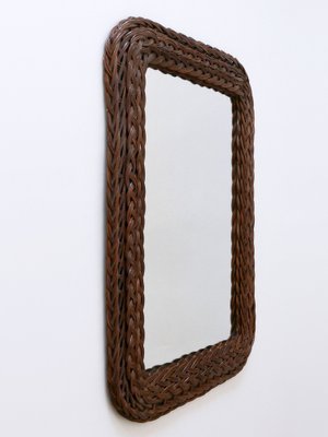 Modern Italian Rattan & Bamboo Rectangular Wall Mirror, 1960s-WPT-1336552