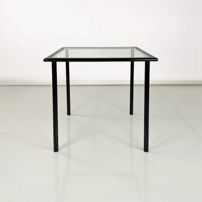 Modern Italian Square Table in Black Metal and Square Glass, 1980s-GDD-1761417