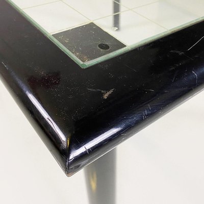 Modern Italian Square Table in Black Metal and Square Glass, 1980s-GDD-1761417