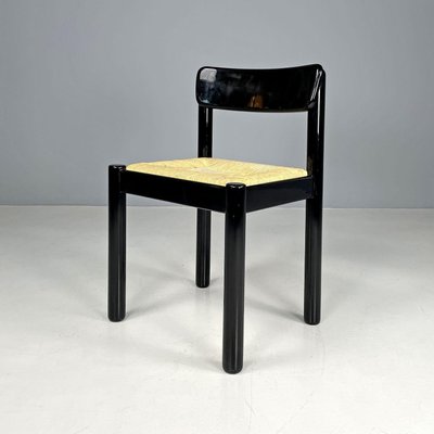 Modern Italian Straw and Black Wood Chair, 1970s-GDD-1806603