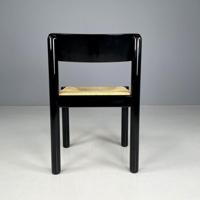 Modern Italian Straw and Black Wood Chair, 1970s-GDD-1806603