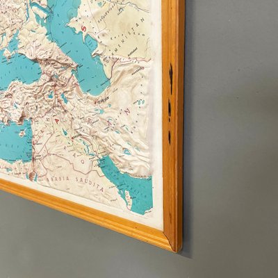 Modern Italian Topographic Geographical Map in Wood Frame of Europe, 1950s-1990s-GDD-1812242