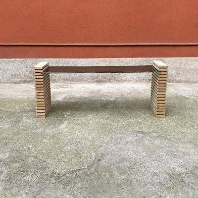 Modern Italian Travertine and Adjustable Smoked Glass Console, 1970s-GDD-1329849