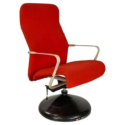 Modern Norwegian Adjustable Armchair Metal in Wood and Red Fabric, 1980s-GDD-1758578