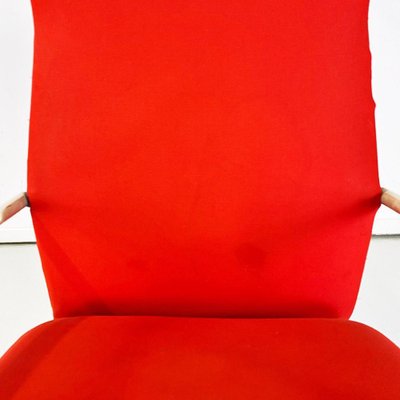 Modern Norwegian Adjustable Armchair Metal in Wood and Red Fabric, 1980s-GDD-1758578