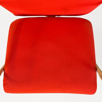 Modern Norwegian Adjustable Armchair Metal in Wood and Red Fabric, 1980s-GDD-1758578