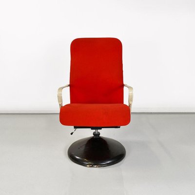 Modern Norwegian Adjustable Armchair Metal in Wood and Red Fabric, 1980s-GDD-1758578