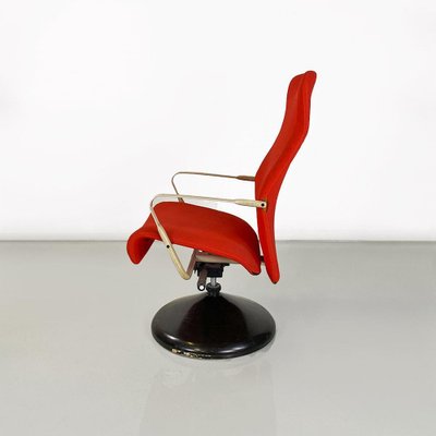 Modern Norwegian Adjustable Armchair Metal in Wood and Red Fabric, 1980s-GDD-1758578